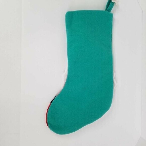 Ashland Santa Claus Christmas Holiday 17" Stocking Red‎ White Teal Applique New - Picture 5 of 5